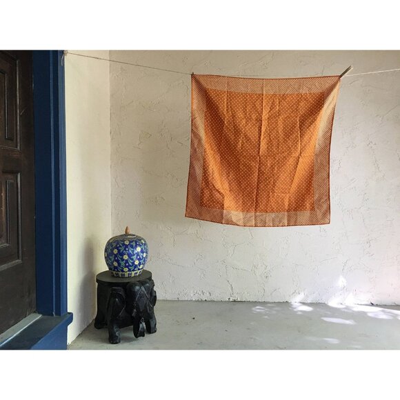 Vintage 100% Polyester Orange Polka Dot Scarf 26" Square For Women - Picture 2 of 5